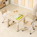 Hulaibit Kids Table and 2 Chairs Set, Height Adjustable Toddler Table and Chairs with Anti-Slip Foot Covers, Graffiti Desktop Arts & Crafts Table for Daycare, Classroom