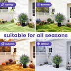 Artificial Lavender Flower Topiary Trees for Front Door UV Resistant Faux Outdoor Potted Plants, Spring Summer Greenery Fake Bushes for Front Door Farmhouse Garden Porch Outdoor Decor (Purple Flower)