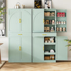 HQZX 71’’ Tall Kitchen Pantry Cabinet, Pantry Storage Cabinet with 6 Doors Shelves, Large Drawer & 2 Pull Out Shelves, Freestanding Cupboard for Kitchen, Dining Room, Green