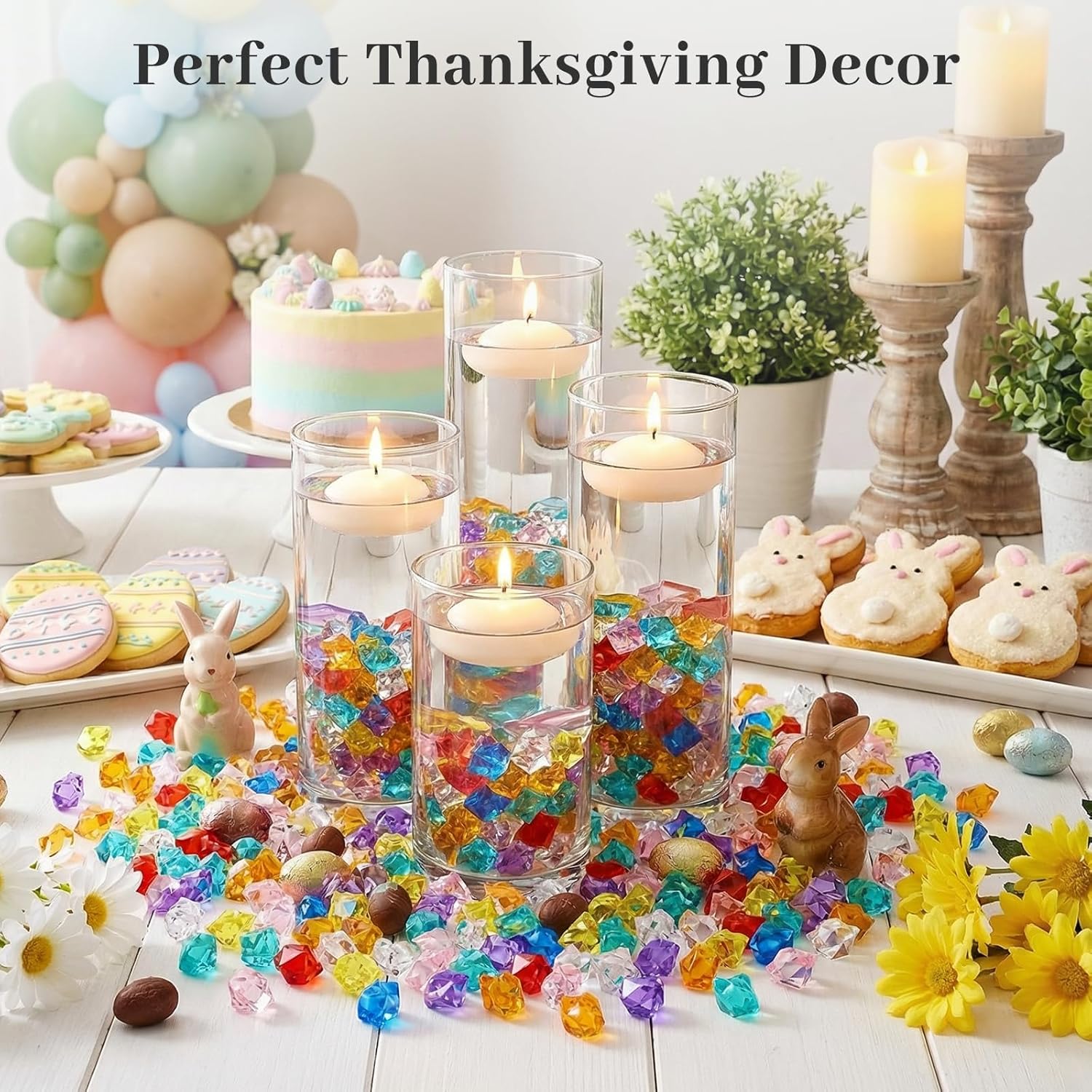 DomeStar 150PCS Multicolored Acrylic Fake Gems, Crushed Ice Rocks Pirate Treasure Jewels Vase Fillers, Table Scatter, Sensory Bin Filler, Photo Props, Pirate Party Favors Easter Decor