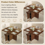 52.7" Folding Dining Table with 6 Wheels, Foldable Dining Table with Drawer, Shelves and Wine Racks, Drop Leaf Table for Small Spaces, Suitable for Kitchen, Dining Room, Apartment (Walnut)