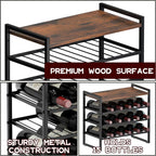 4-Tier Wine Rack Countertop, 15 Bottle Wine Rack for Inside Cabinet, Metal Wine Bottle Holder with Table Top, Wine Storage Shelf for Kitchen, Bar, Dining Room