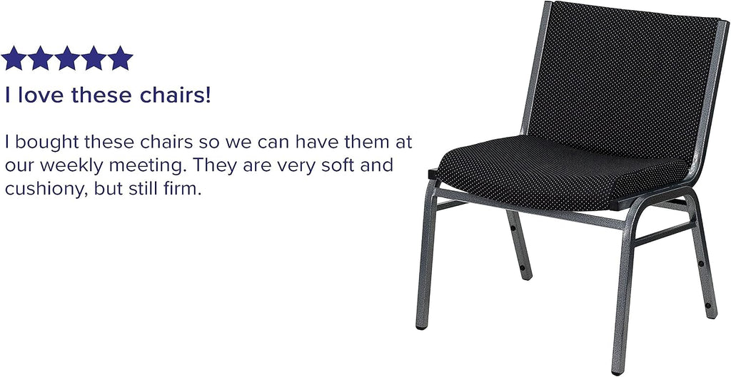 Rated Black Fabric Stack Chair with Ganging Bracket