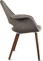 2xhome - Organic Upholstered Fabric Modern Armchair with Dark Walnut Brown Wooden Legs for Dining Room Office or Accent Chair (Tweed Taupe Gray), Single, Set of 1