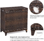 Laundry Hamper with 3 Removable Liner Bags; 132L Handwoven Rattan Laundry Basket with Lid & Heightened Feet; Clothes Hamper with Side Handles; Laundry Sorter with 3 Separate Sections