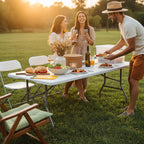 Folding Table 6FT Portable Heavy Duty Plastic Table with Carrying Handle Fold-in-Half Utility Foldable Tables for Parties Wedding Events Dining Indoor Outdoor Picnic (White)