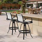 Pellebant 30" Aluminum Outdoor Bar Stools Set of 2, Sunbrella Swivel Patio Bar Height Bar Stools with Back & Footrest, Rust-Proof Patio Bar Stools for Deck Lawn Garden, White