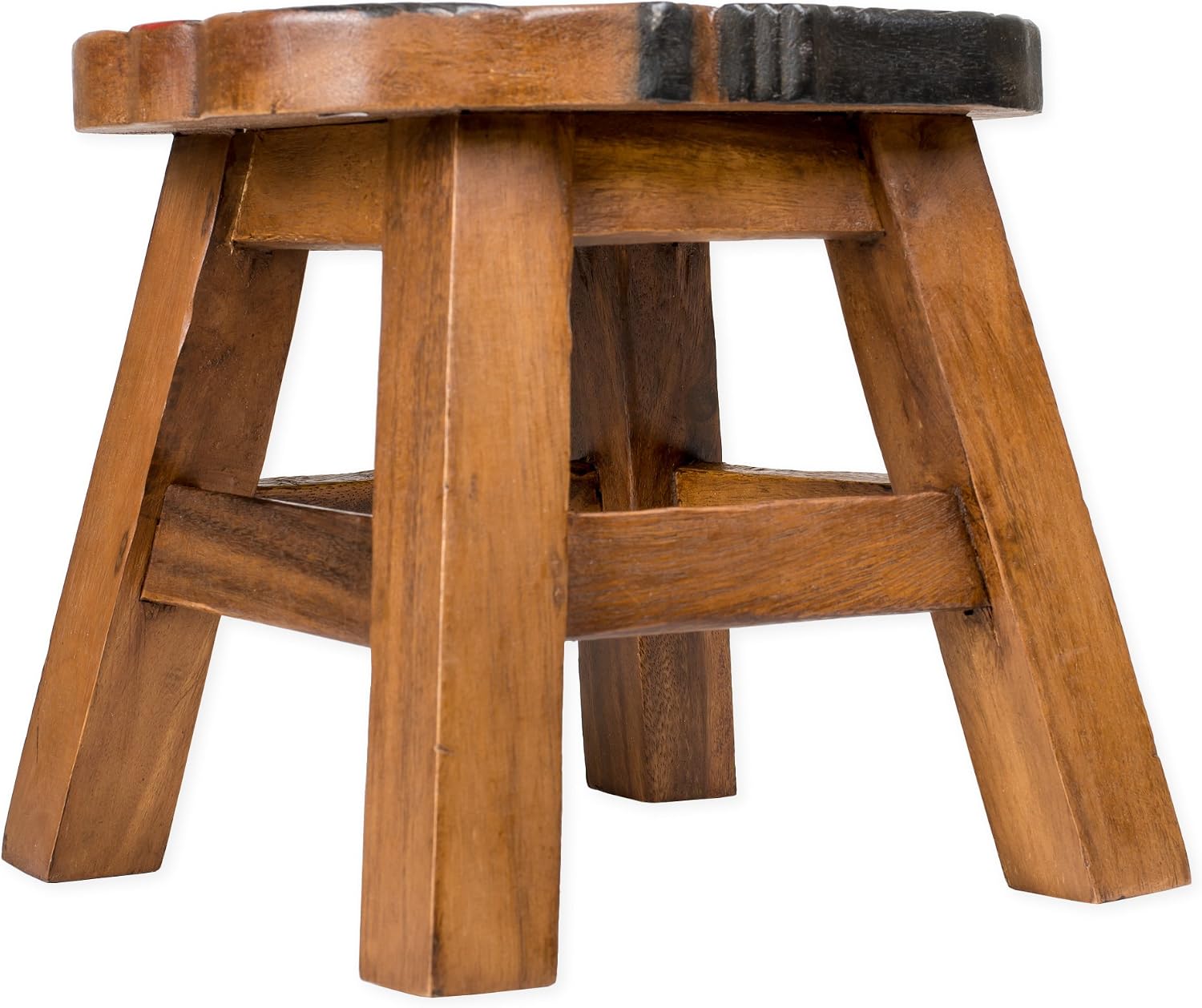 Sleepy Dog Design Hand Carved Acacia Hardwood Decorative Short Stool