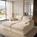 Upgrade Boneless Couch with Storage, Extra Deep&High Seat Modular Sectional Sofa 2 Seater Loveseat Sofa with Ottoman, Tool-Free Assembly Sectional Couches for Living Room Bedroom Apartment