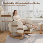GarveeHome Rocking Chair, Nursery Glider Chair with Footrest, White | Modern Teddy Fleece Rocking Chair with Side Pocket and Pillow, Rocker Chair for Living Room Bedroom Nursing Room
