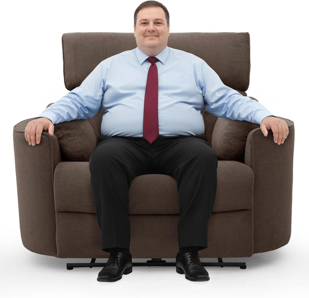 450lbs Oversized Power Recliner Chair, 52" Extra Wide Electric Chair for Big and Tall Adults, Linen Fabric Single Sofa with USB & Type-C Ports, 2 Pillows, Cloud Comfort for Living Room