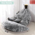 Banana Bean Bag Chair with Ottoman, Floor Sofa Bed with Footrest, Comfy Convertible Lounger for Adults, Plush Couch for Bedroom, Living Room or Dorm, L-Grey