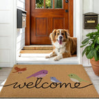 Yinhua Colorful Birds Coir Door Mat, Heavy Duty Welcome Mat with Non-Slip Rubber Backing, Low Pile Front Door Mats for Outside Entrance, Natural Entry Mats Coconut Fiber Surface for Porch 17"x30"