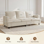 GRUSIGN 3 Seater Couch, 83" Comfy Corduroy Sofa with Deep Seat, Modern Sofa Couch for Living Room, Office, Bedroom, Apartment (Pillows not Included)