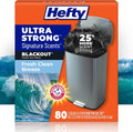 Hefty Ultra Strong Signature Scents 13 Gallon Trash Bags, Fresh Clean Breeze Scent, Tall Kitchen Trash Bags with 25% More Scent Technology, Blackout, 80 Count