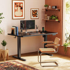 Huuger Electric Standing Desk with Power Outlets and USB-C Port, 47 X 24 Inch Height Adjustable Desk, Sit Stand Desk for Home Office, Computer & Gaming Desk with 4 Presets, Stable Steel Frame, Black