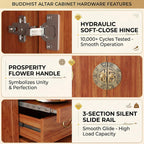 Multi-Tier Personal Shrine Altar Table with Drawer Storage, Large Wooden Buddhist Shrine Cabinet with Pull-Out Shelf, Detachable Meditation Table (Sandalwood, 84.6" L * 26.8" W * 42.5" H in)