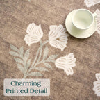 Tan 6ft Round Area Rug for Living Room - Large Washable Floral Neutral Farmhouse Scalloped Circle Rug for Bedroom Stain Resistant Dining Room Rugs for Under Round Table Carpet for Living Room