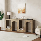 70.9" Farmhouse Console Table, Accent Sofa Table with Arched Design, Modular Entryway Table Free-Combination for Entrance, Hallway, Living Room, Rustic Brown,(Set of 2)