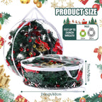 Zhengmy 15 Pcs 24 Inch Christmas Wreath Storage Bags Transparent Wreath Storage Container Bulk Wreaths Box with Dual Zippers and Handles for Xmas Holiday Wreaths Garland