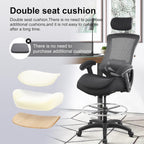 BOLISS 400lbs Ergonomic Drafting Chair,Tall Office Mesh Chair, Standing Desk Chair,Height Adjustable Armrest and Flip up Arms, Adjustable Lumbar Cushion (Black Frame Black Mesh)
