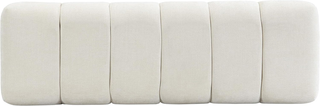 Christopher Knight Home Manila 50" Chenille Fabric Dining Bench for 2 People, Upholstery Ottoman Bench, End of Bed Footstool, Living Room Sofa Extra Seat/Footrest, No Assembly Needed, Light Beige