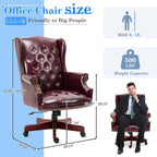 Big and Tall Executive Office Chair, Ergonomic 360° Swivel Recliner Chair, Retro Burgundy Faux Leather Home Office Desk Chairs w/Tufted Wingback Comfy Luxury Heavy Duty 500 Lb & Height Adjustable