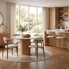 UVV Dining Chairs Set of 4, Metal Kitchen Chairs with Modern Fabric Upholstered for Dining Room, Beige