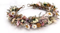 Rustic Preserved Dried Flower Crown Natural Floral Headband with Daisy Cream Mixed Flowers for Women Maternity Brides Bridesmaids Flower Girls Family Photography