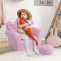 Qaba Kids Sofa Set, Children's Upholstered Sofa with Footstool, Princess Sofa with Diamond Decorations, Baby Sofa Chair for Toddlers, Girls, Pink