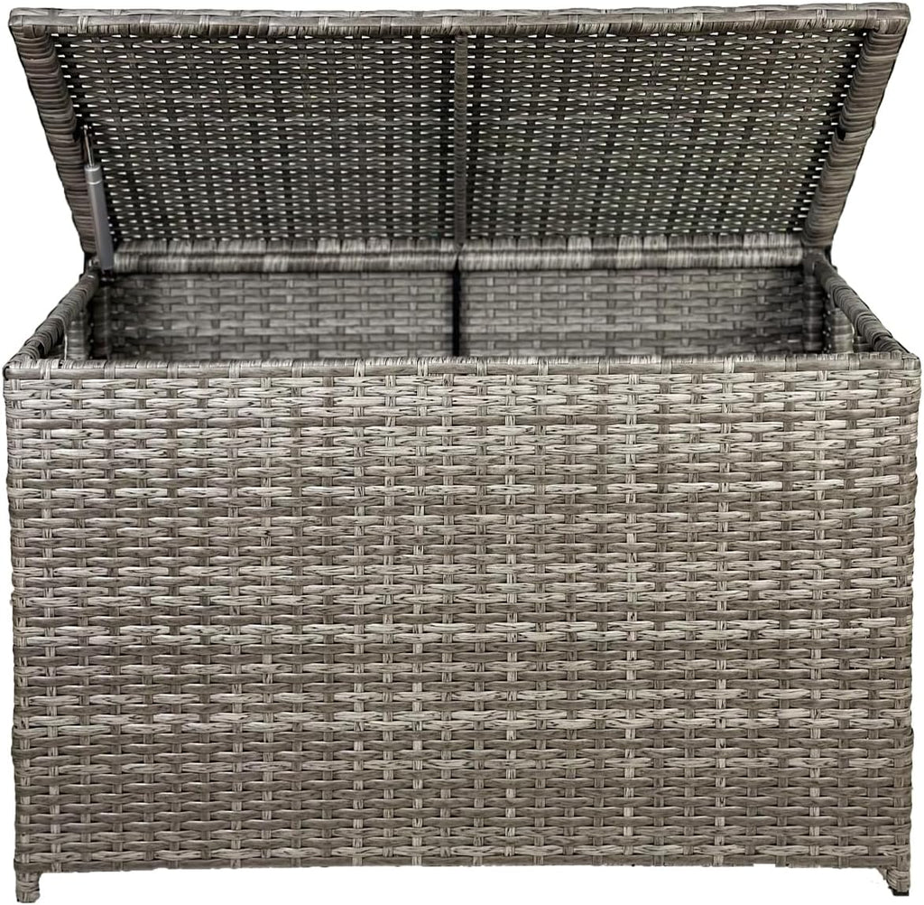 Wicker Storage Trunk, 30 x 17 x 18 inches, 160L, Handwoven Wicker Chest with Stay-Open Lid, Supports 200 lbs, Grey