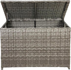 Wicker Storage Trunk, 30 x 17 x 18 inches, 160L, Handwoven Wicker Chest with Stay-Open Lid, Supports 200 lbs, Grey