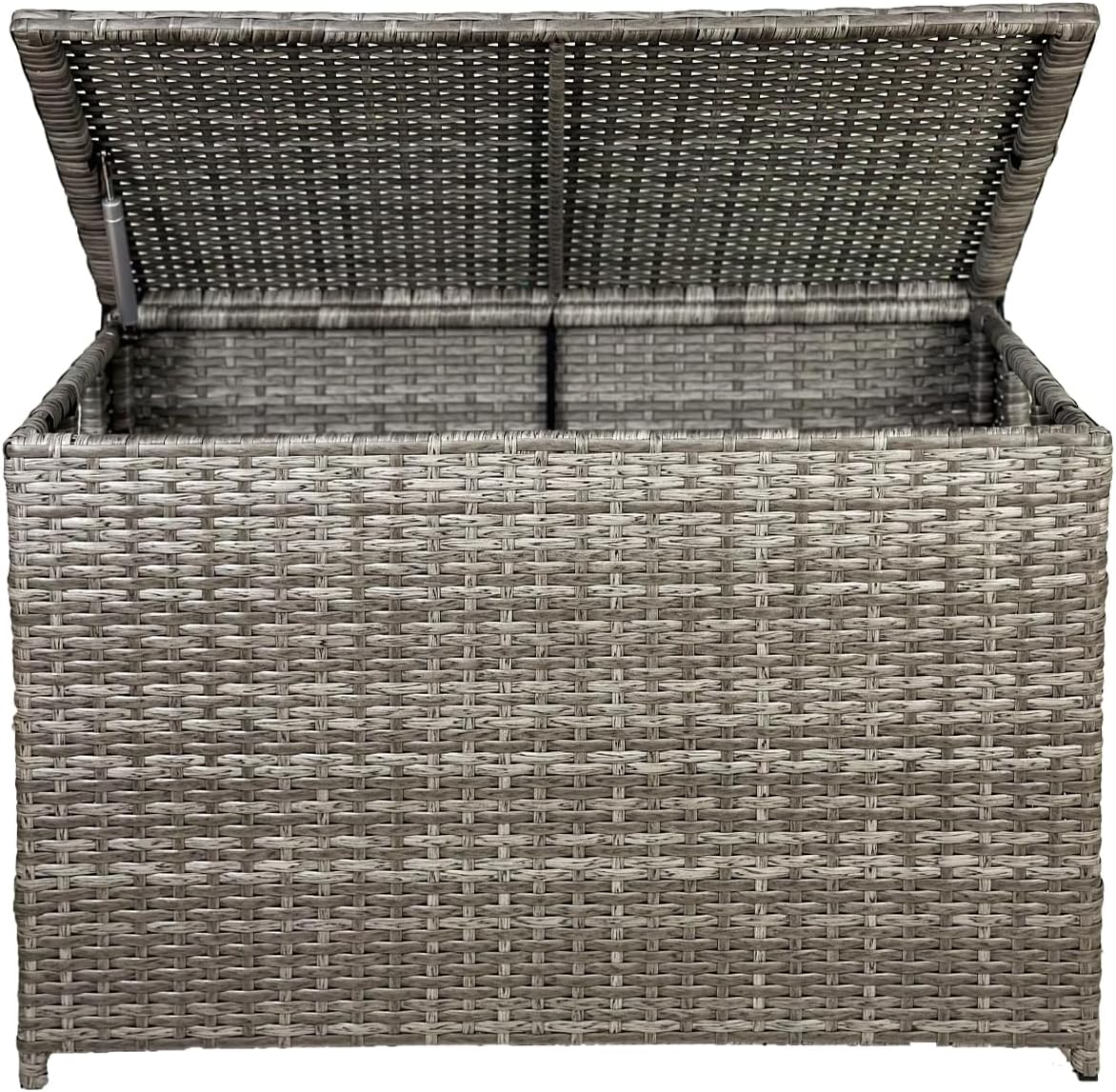 Wicker Storage Trunk, 30 x 17 x 18 inches, 160L, Handwoven Wicker Chest with Stay-Open Lid, Supports 200 lbs, Grey