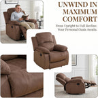 Manual Recliner Chair, Nursery Rocking Chair, Velvet Recliner Chair for Adults, Lazy Boy, Gaming Recliner wih Overstuffed Arms, Suitable for Home Theater, Living Room, Bedroom, Brown
