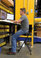 Vestil CPRO-600 Steel Height Ergonomic Worker Chairs 13 In. to 34 In. 220 Lb. Capacity Black