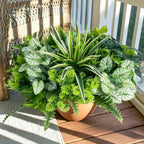 18 Bundles Artificial Greenery for Outdoors, Artificial Outdoor Plants UV Resistant Fake Spider Fern Coleus Plant Faux Bushes Leaves for Outside Window Box Patio Garden Front Porch Yard Summer Decor