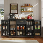 Gizoon 45" Coffee Bar Cabinet with Door and Shelves Kitchen Hutch with Countertop, Kitchen Buffer Cabinet with Storage for Bedroom and Living Room, Black