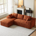 Cloud Sectional Couch Modular Sectional Sofa, 96" Comfy Fluffy Orange L Shaped Boneless Couches for Living Room, Deep Seat Plush Corduroy Memory Foam Couch with Left Facing Chaise Sofa