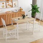 Yafylly Small Space 3 Piece Dining Table Set for 2, Compact Kitchen Table Set with 2 Chairs & Adjustable Feet, Modern Breakfast Nook Furniture for Apartment, Dorm, or Home, White