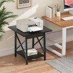 GreenForest Square End Table for Living Room, 20 Inch Large Side Table with X-Frame, Farmhouse Tall Bedside Nightstand with 2-Tier Storage Shelf, Black