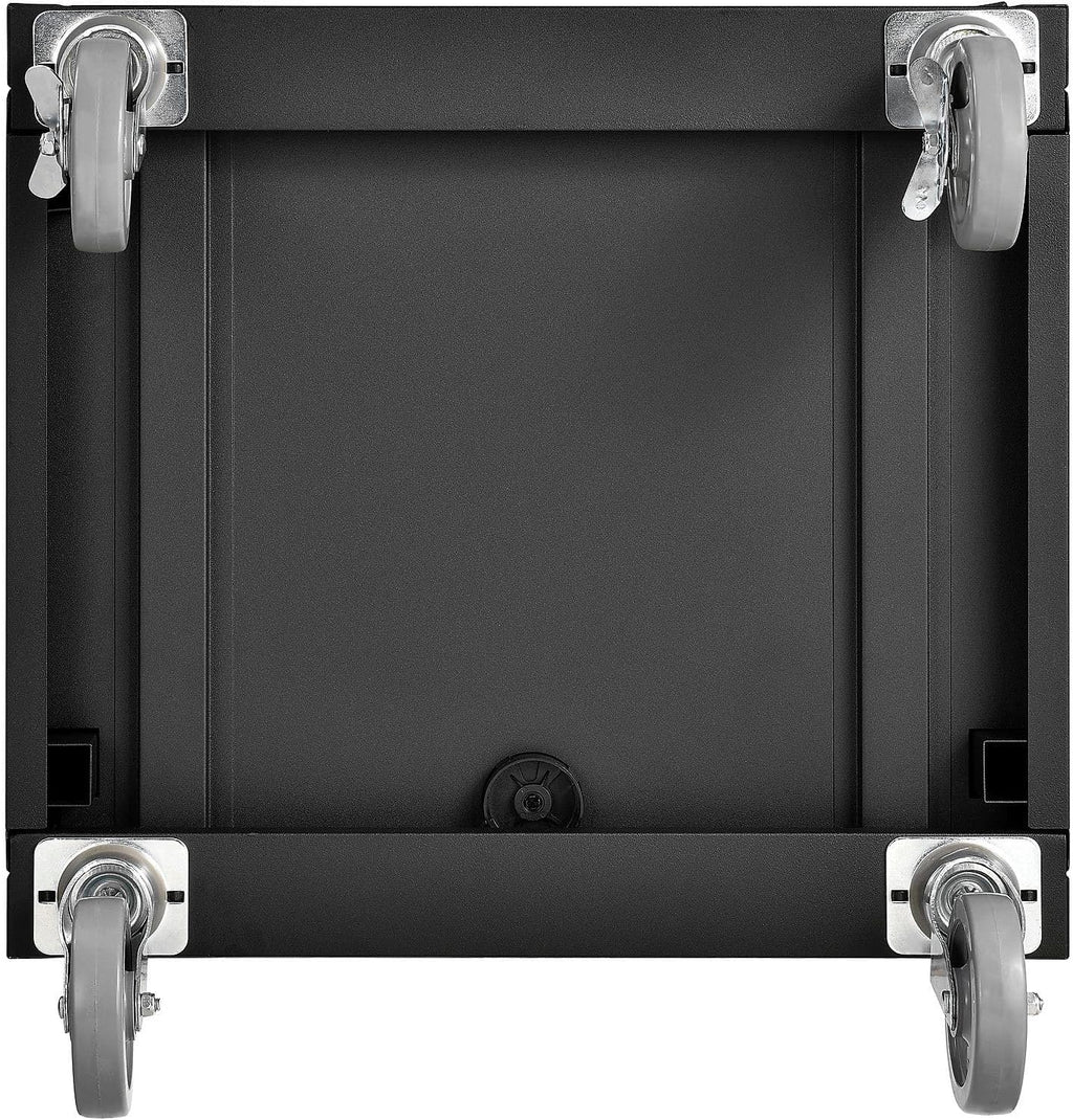 Global Industrial Mobile LCD Console Computer Cabinet for 21" Diagonal Monitors, Steel Construction, 24-1/2"W x 22-1/2"D x 55-1/2"H, Black Powder Coat Finish