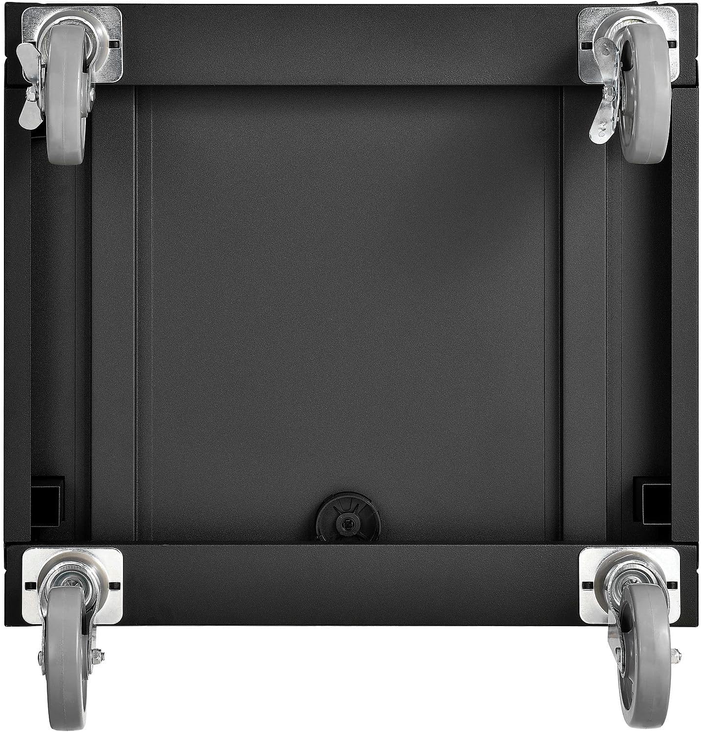 Global Industrial Mobile LCD Console Computer Cabinet for 21" Diagonal Monitors, Steel Construction, 24-1/2"W x 22-1/2"D x 55-1/2"H, Black Powder Coat Finish