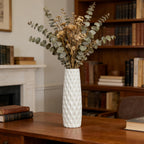 12 Inch White Vase Ceramic Flower Vase, Tall Vases for Pampas Grass, Home Decor, Modern Textured Vases for Living Room Decorations,Table Centerpieces,Shelf,Farmhouse Small Ceramic Vase