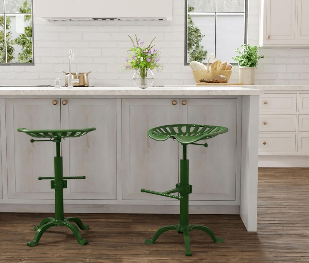 Carolina Chair & Table Adjustable Iron Tractor Seat Barstool (Green)