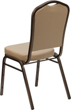 BizChair Crown Back Stacking Banquet Chair in Tan Vinyl - Copper Vein Frame
