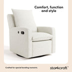 Storkcraft Timeless Recliner Glider with USB Charging Port (Ivory Boucle) - Ultimate Nursery Rocking Chair, Baby Glider Chair for Nursery, 360° Swivel Recliner, Plush Upholstery
