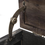 Household Essentials Antiqued Decorative Trunk, Large, Chinese Fir Panel and MDF, Smooth Backing and Metal Hinge Accent, Flat Top and Stay-Open Lid
