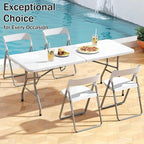 1 Set 6 FT Rectangle Folding Table with Carrying Handle, Lightweight Fold-in-Half Utility Table, with Matching Black Stretch Spandex Covers, Ideal for Weddings, Parties, Camping, Banquets, Crafts