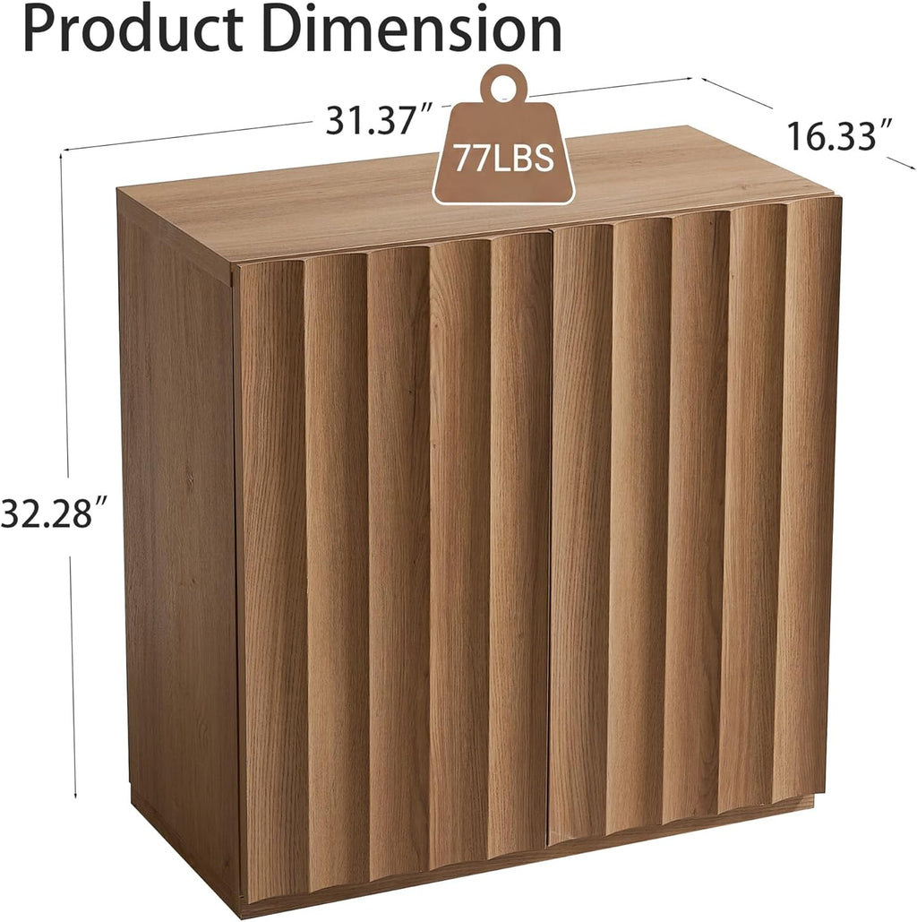 VividVibe Wide Fluted Sideboard Buffet Cabinet with Storage, 94.11" Long Credenza with 6 Integrated Finger Pulls Doors, Modular Large Buffet Table Modern Organic for Entryway Living Room Amber Oak