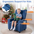 Costzon Kids Recliner Chair with Cup Holder, Toddler Adjustable Lounge Chair w/Footrest for Boys Girls Room, Ergonomic Baby Child Furniture Sofa for Age 3+ Gifts, Kids Mini Recliner up to 150 lbs